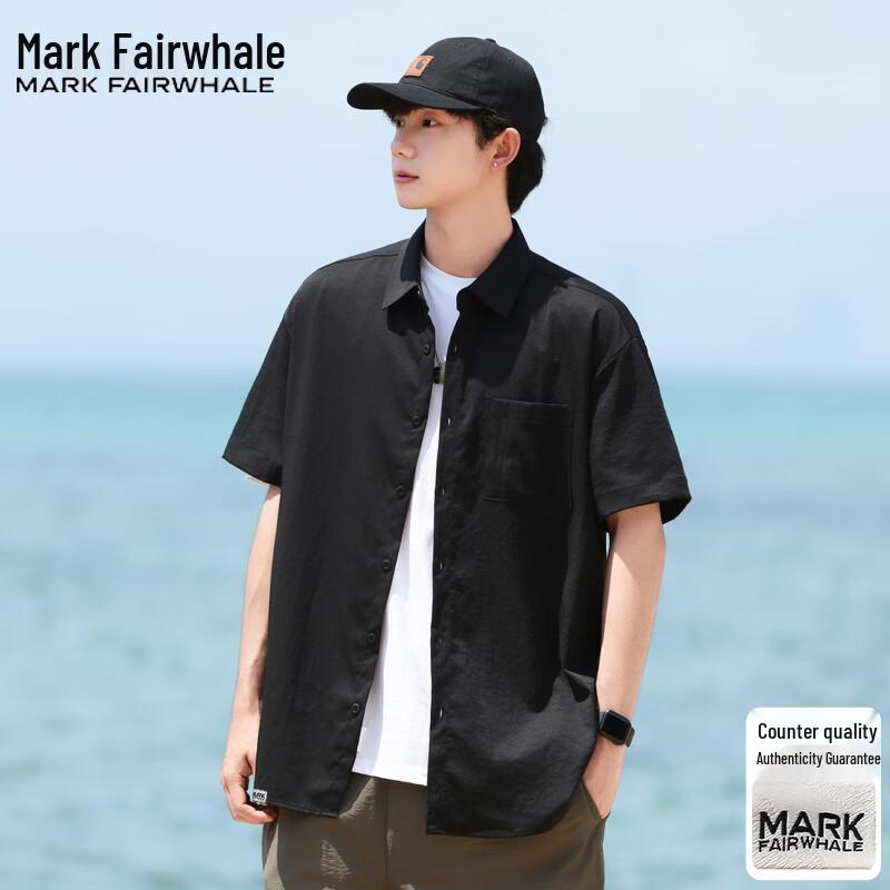 Mark Fairwhale Men's Short Sleeve Lapel Casual Shirt