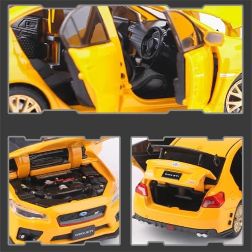 1/32 Scale Subaru WRX STI Alloy Sports Car Diecast Simulation Metal Sound and Light Souvenir Display Miniature Model Car Pre-Assembled Diecast Model (