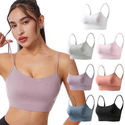 Sujetador Deportivo con Tirantes a Prueba de Golpes para Mujer - Push-Up, Anti-Caída, Espalda Descubierta, Chaleco para Correr y Fitness con Copa Integrada