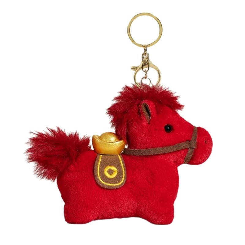 Adorable Plush Horse Keychain Charm Crafted from Soft Plush Material Ideal for Attaching to Keys Bags or as Home Decoration красный