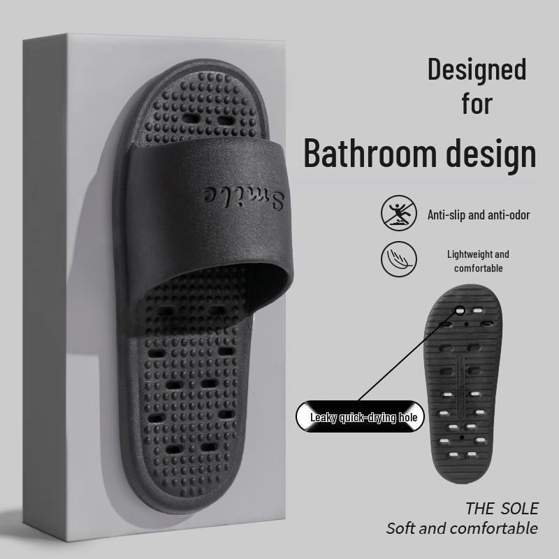 PVC Non-Slip Quick-Dry Leak-Proof Shower Slippers for Couples