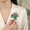 Stylish Rhinestone Lotus Brooches for Women Unisex Enamel Plant Pins Friend Event Party New Gifts Jewelry Decoration Accessories