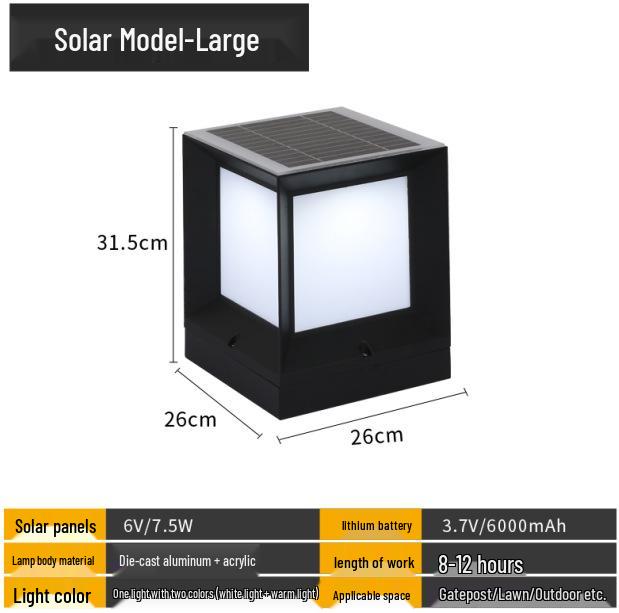European-Style Solar Waterproof Outdoor Square Light for Courtyards, Villas, Parks, Fences, and Gates 