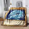 Anime Yu Gi Oh Card Throw Blanket Blue Eyes White Dragon Anime Cartoon Soft Plush Blankets Bedroom Office Bedspread Home Decor