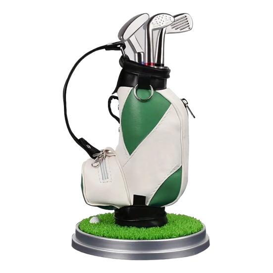 Golf Pen Holder Set, Mini Golf Bag Desk Organizer with 3 Golf Club Pens, Novelty Office Decor for Men, Business Gift