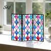 Colorful Folding Screen Mini Decorative Stained Glass Effect 3 Panel Divider Acrylic Desktop Office Desk Decoration Ornament for Home Living