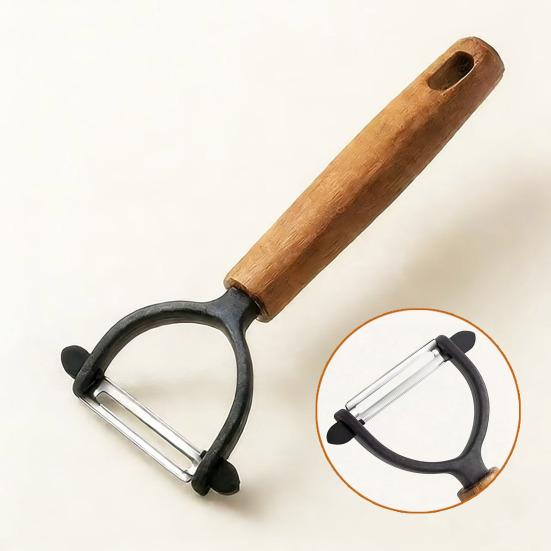 Stainless Steel Vegetable Peeler with Acacia Wood Handle, Ergonomic Potato Cutter for Fruit Carrot Cucumber, Kitchen Multifunctional Tool