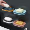 Suction Cup Wall Mounted Soap Box Creative Drain Rack Shower Soap Dish Holder Double-layer Draining Soap Saver For Bathroom Tile