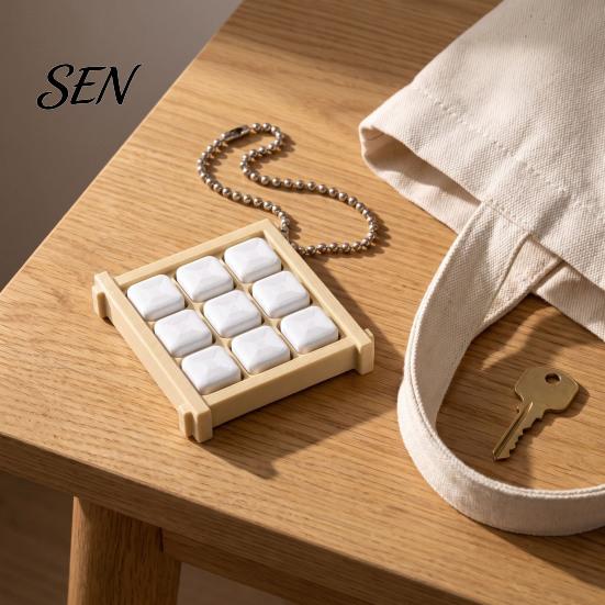 PLA 3D Printed Pendants 9-Square Fidget Clicker Toy, Simulation Fruit Cookie Pressing Portable Desk Fidgets Keychain, Click Stress Relief Desktop