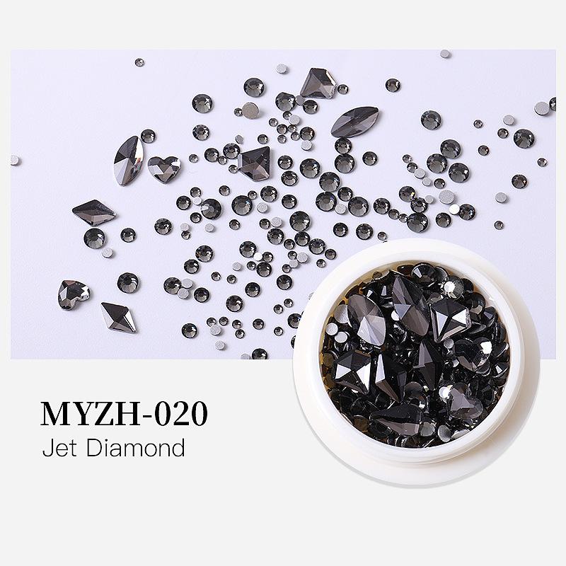 Round Box Nail Art Jewelry Glass Round Diamond Special-Shaped Diamond Flat Bottom Diamond Nail Art Diamond Jewelry Mixed