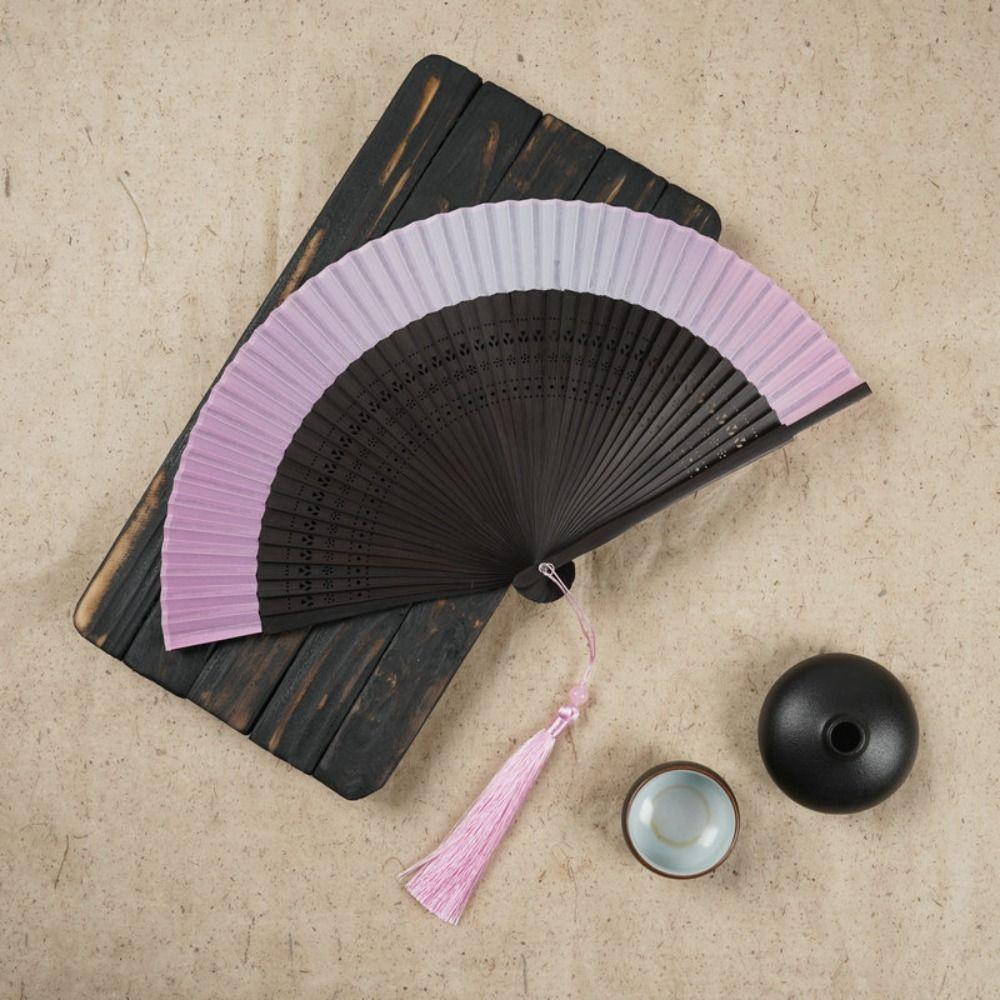 Chinese Style Folding Fan Bamboo Handle Props Fan Elegant Dance Hand Fan  Home Decoration