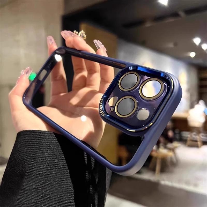 Luanjin Series Suitable for IPhone16promax High Transparent Mobile Phone Case Apple 15 Lens Film 14 Full Inclusive Metal Ring