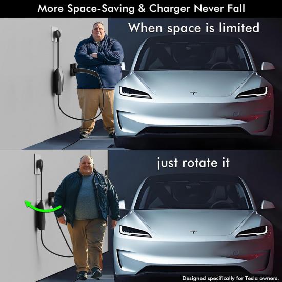 Держатель для зарядного устройства Tesla, настенное крепление, органайзер для кабеля зарядки электромобиля для мобильного коннектора Tesla, поворотный чехол NACS