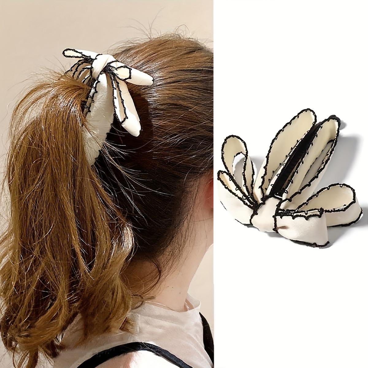 

1pc Simple Elegant Multi-layer fabric bow banana hair clip sweet versatile ponytail vertical clip hair accessory suitable for daily and party use
