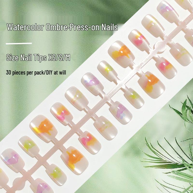 

Watercolor Cat Eye Nail Art Patches: 30 Pre-made Pieces for a Blurring Oil Painting Effect