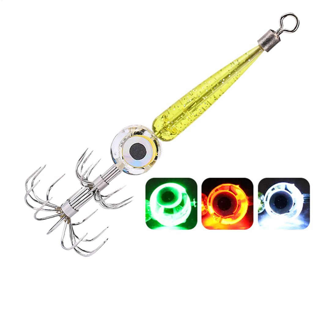 Squid Lures Fishing Saltwater LED Waterproof Fishing Underwater Flasher Light Squid Hook Electronic Squid Lure Light Hook