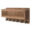 Rural Wood Wall Key Organizer 6 Hooks Mail Storage Compartment Display Shelf Perfect for Home Entryway Decoration