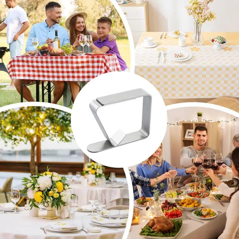 Stainless Steel Tablecloth Clamps Universal Cover Clips for Home Kitchen Restaurant And Picnic Tables