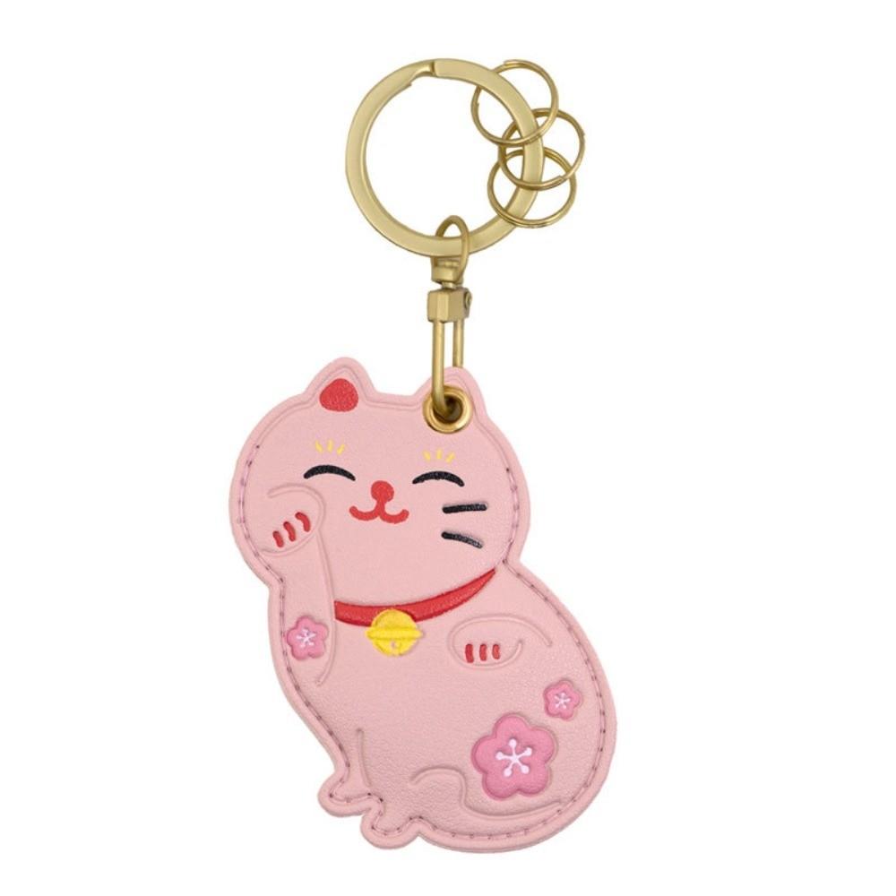Leather Fruit Kitty Access Card Holder Maneki-neko Access Control Card Pendant  Car Key Pendant