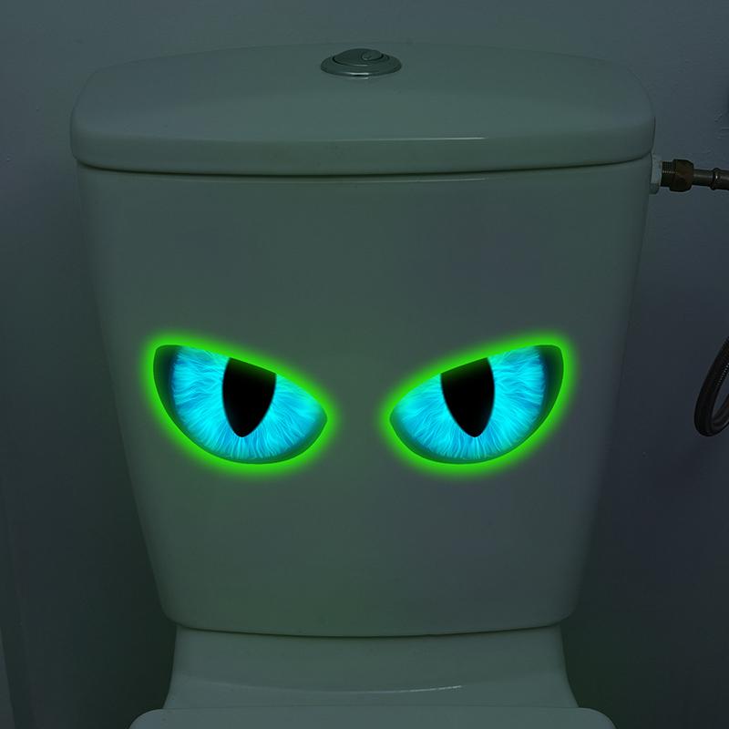 Creative Glow-In-The-Dark Eyes Waterproof Stickers Glowing Toilet Stickers Decals Perfect For Home Bathroom Wall Decoration