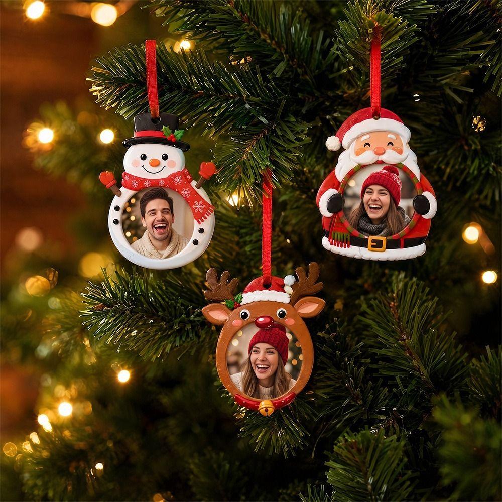 Flat Design Christmas Photo Frame Hanging Rope Xmas Tree Decoration  For Wall