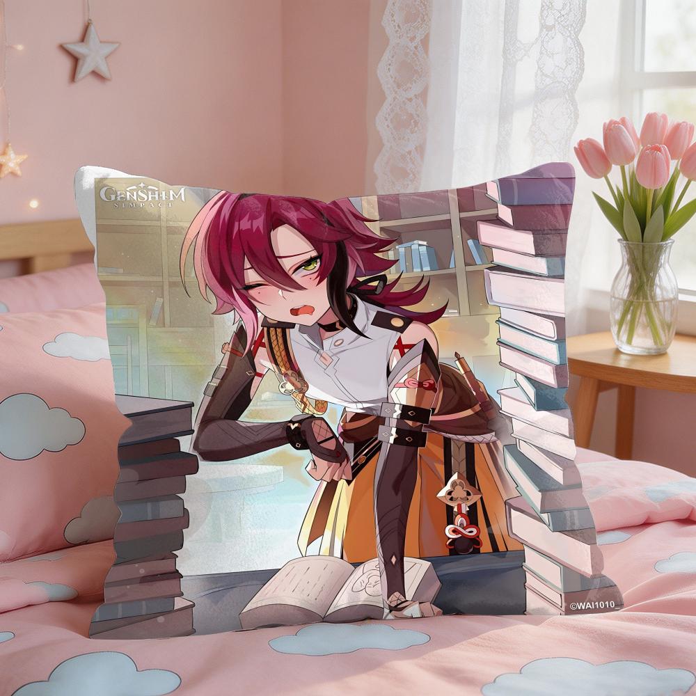 Shikanoin Heizou Genshin Impact Cushion Cover Square Short Plush Pillow Case Living Room Sofa Home Decor Funda X