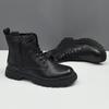 Leather Martin Boots Black Casual Leather Boots High Top Trendy Shoes Casual Shoes