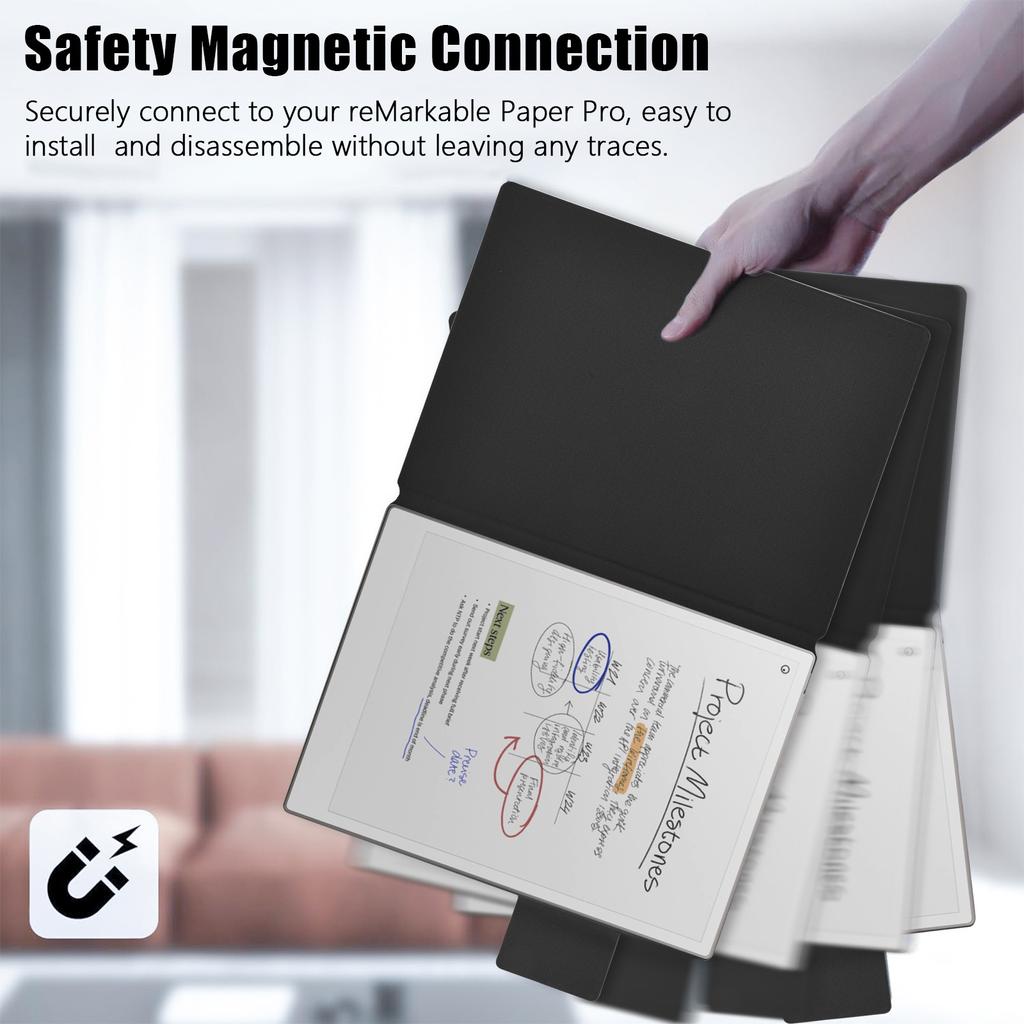 For ReMarkable Paper Pro Case PC+PU Leather Tablet Magnetic Cover with Pen Holder Auto Wake/Sleep