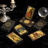Non-Toxic Luxe Finish Divinative Tarot Cards Fantastic Board Game Golden Foil Card Set For Predictive With Wooden Card Stand