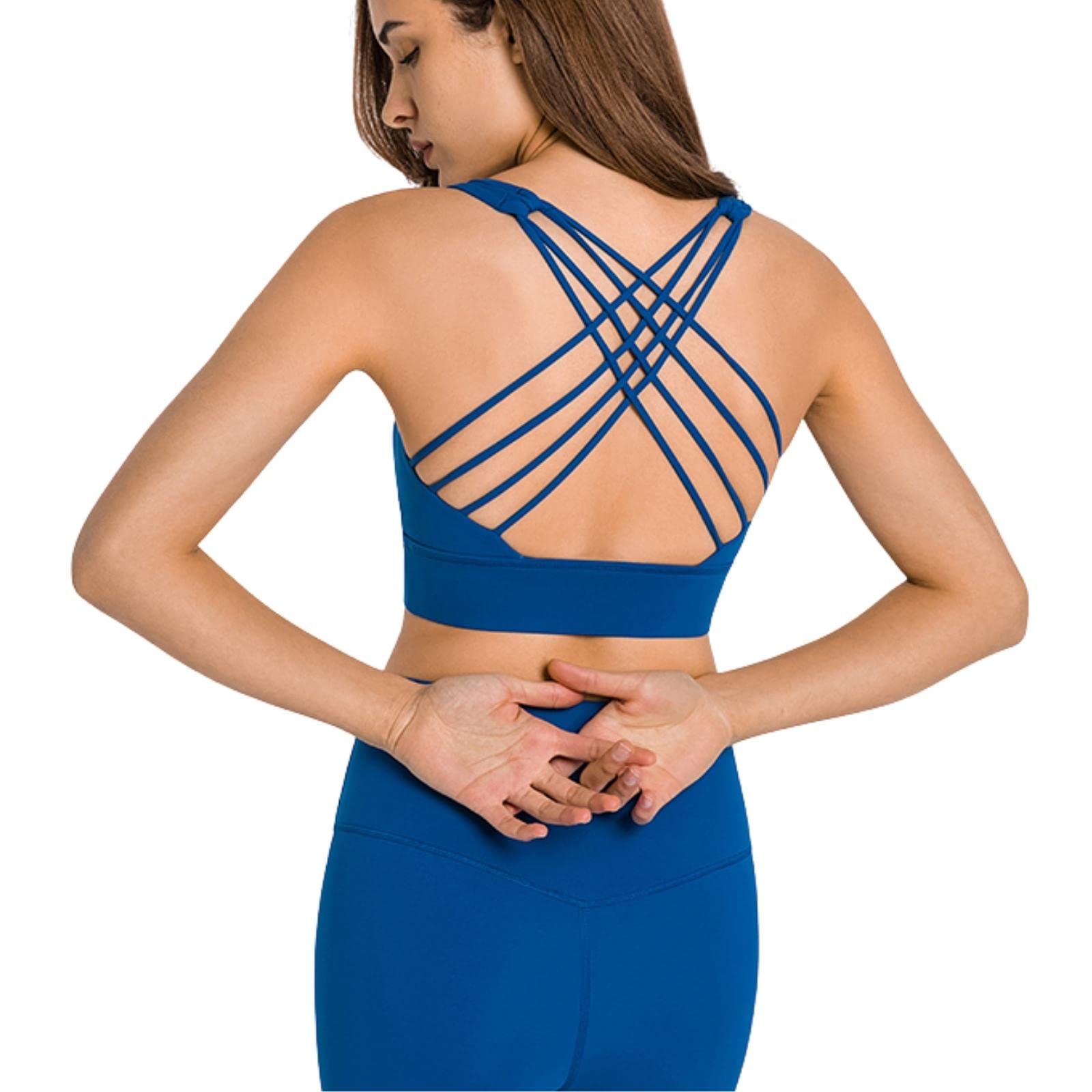 

Machikaada Стильный топ для йоги со спортивным и удобным топом-бра Размер Женские чашки, Бюстгальтер, Милый, Фитнес, Пилатес, Тай-дай (Кобальтово-синий, L)