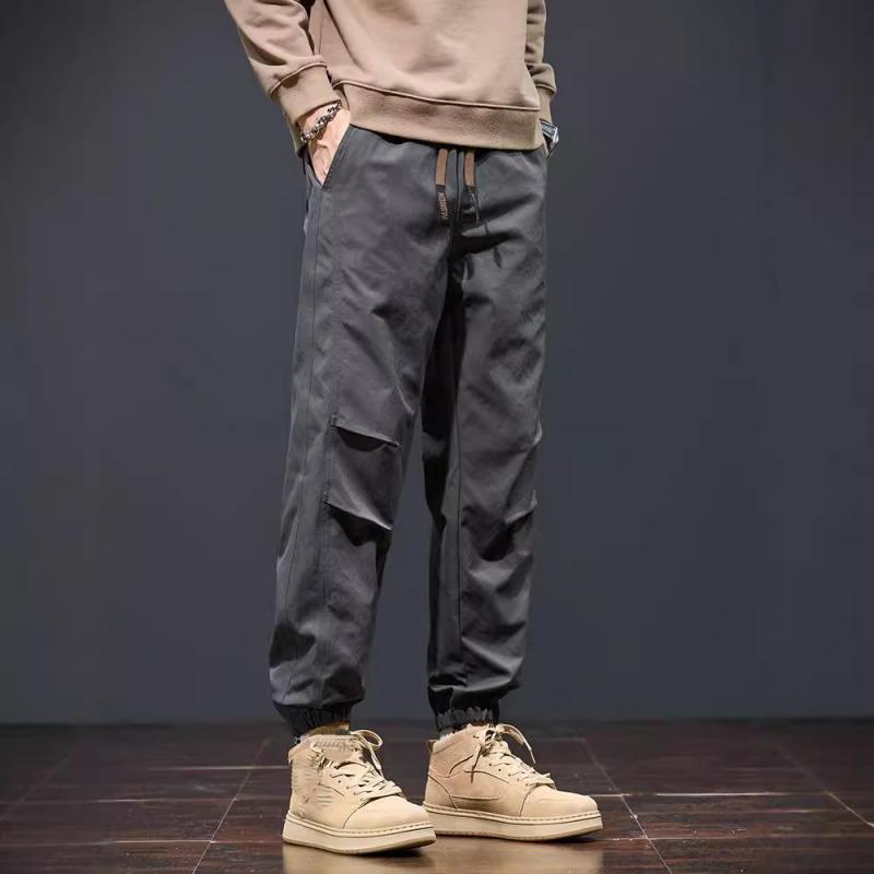 Spring And Autumn New Trendy American Overalls Men's Loose Legged Trousers Solid Color Casual Large Size Sports Pants For Men