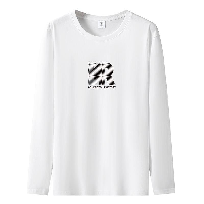 Big R Pattern Mens Long Sleeved Tee Shirt Pure Cotton S-5XL Man Casual Pullovers