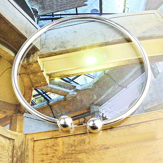 Women's Silver Plated Open Hand Cuff Bracelet Simple Beads Bangle