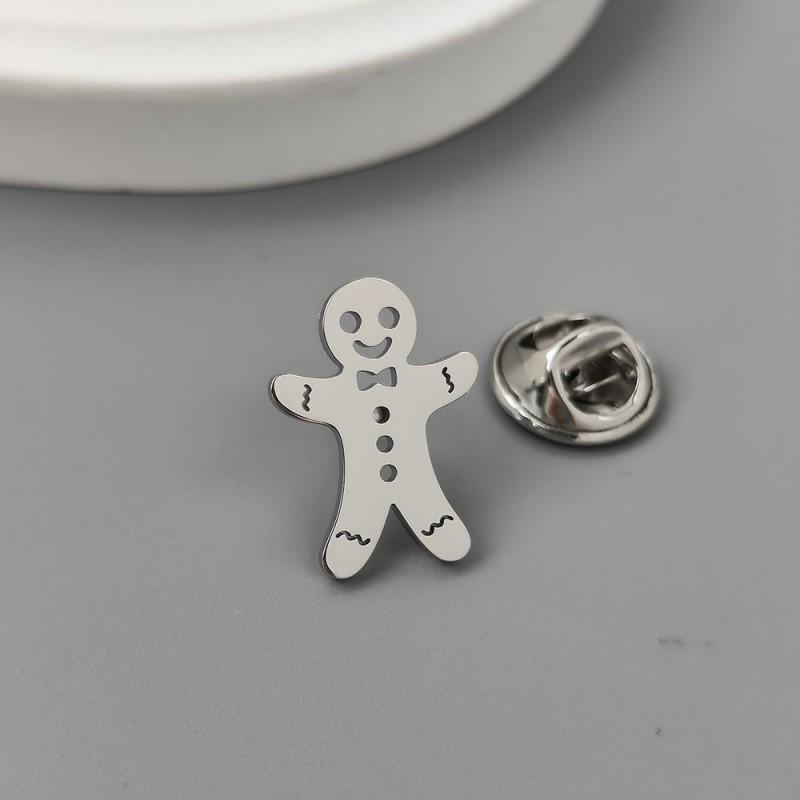 

Snowman Biscuit Brooch Cufflinks Cute Exquisite Niche Hollow Design No Collision Accessory New Product 14k