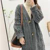 Autumn and Winter Long Sweater Women's Jackets Large Version of The Loose Windbreaker Long-sleeved Single-breasted Twisted Knitted Coat Cardigan
