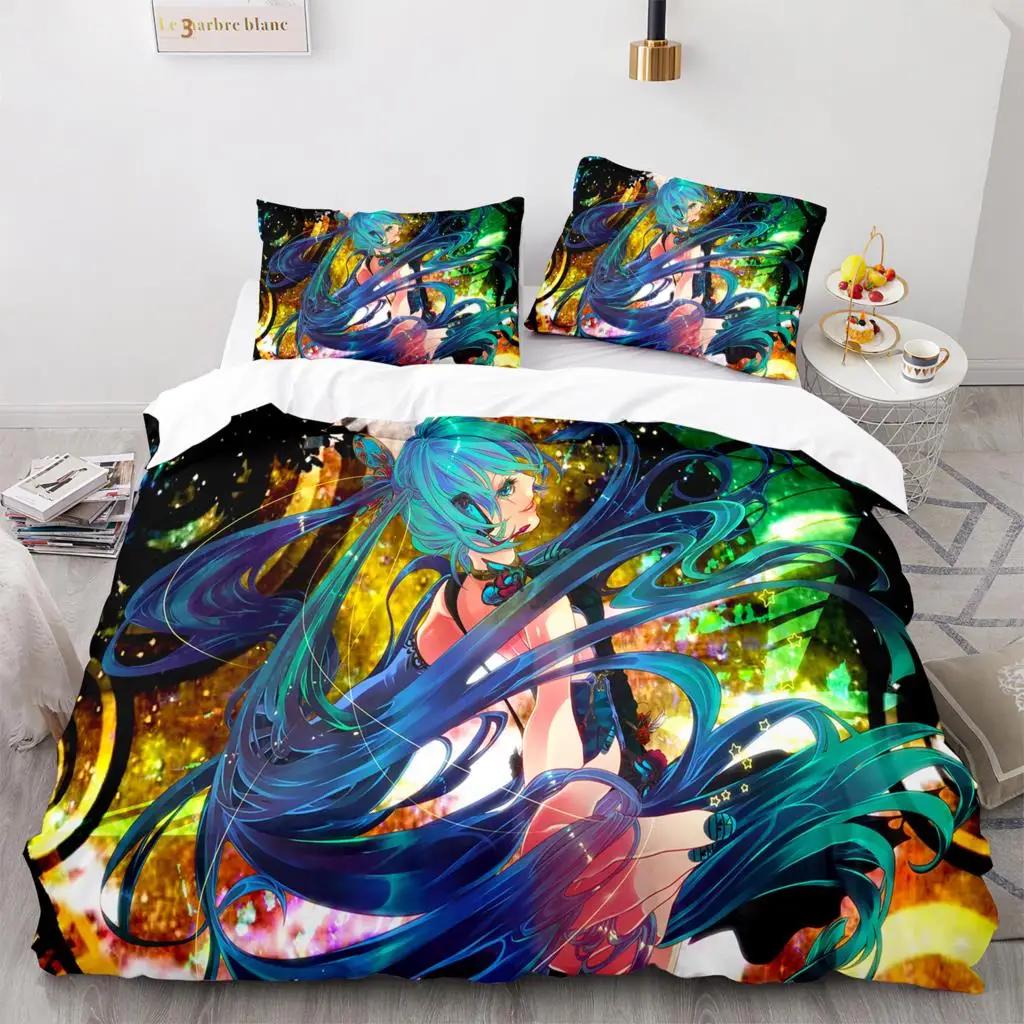3D H-Hatsune M-Miku Bedding Set Single/Twin/Full/Queen/King Size Duvet Cover Set Aldult Kid Bedroom Decor Japan'S Music