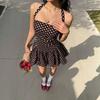 2025 Summer European & American Polka Dot Halter Backless Dress - Sexy Slim Fit Short Skirt