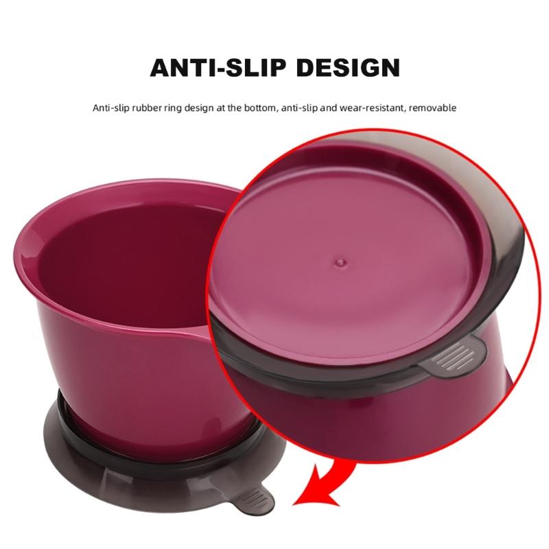 3Pcs Plastic Hair Dyeing Mixing Containers Slip Resistant Bottom 500ml Clear Scale Markings Salon Stylist Essential