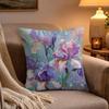 fashion Iris Pillow Case Soft Plush Cushion Cover Double Print and Invisible Zipper for Sofa Home Car Use