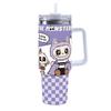 Cartoon Pattern 40oz Car Cup 304 Stainless Steel Thermos Cup Car Straw Bingba Cup