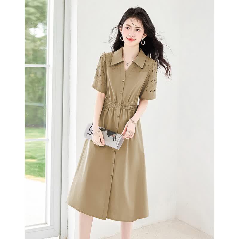 Elegant Hollow-out Short Sleeve Dress