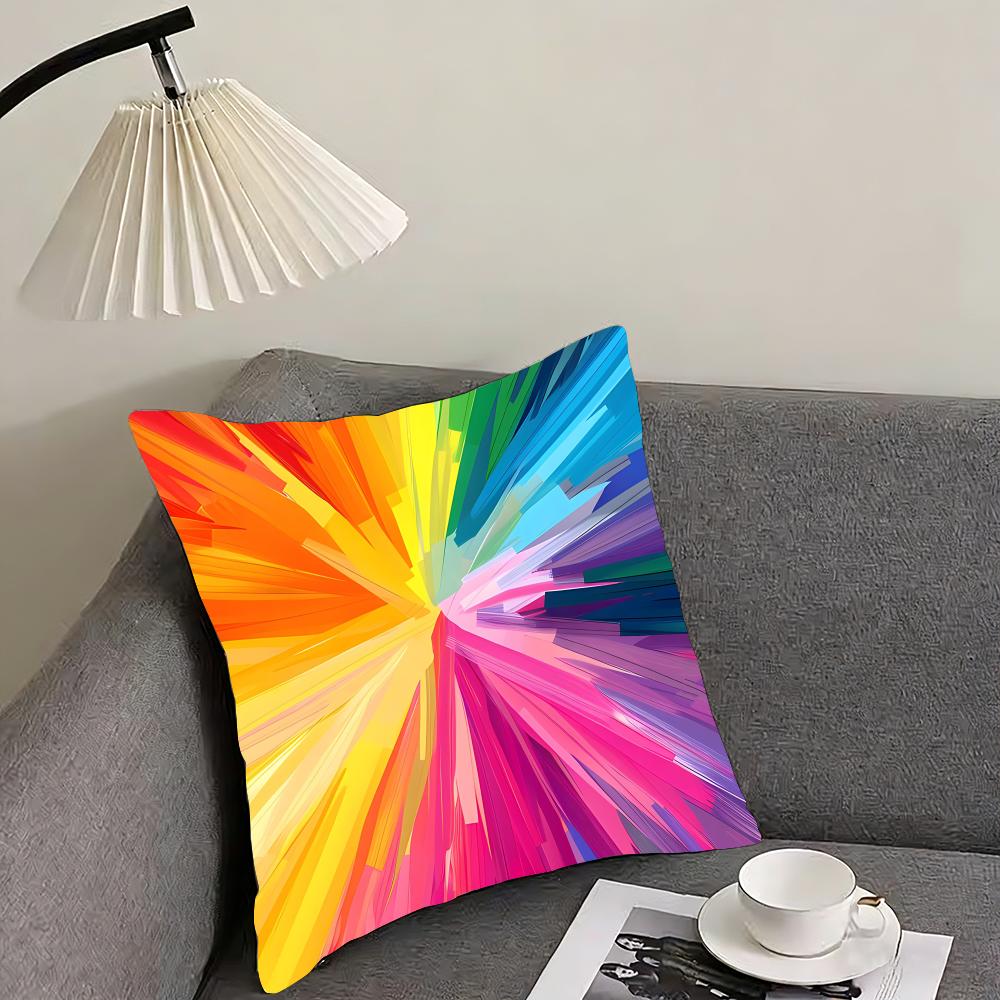 Rainbow Color Luxury Cushion Cover Pillowcase Ultra Soft Skin Friendly Fabric Cloud Like Comfort  Concealed Zipper