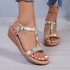 Fashion Summer Women's Wedges Sandals New Rome Plus Size Elastic Band Open Toe Women's Sandals Outdoor Casual Platform Shoes for Women