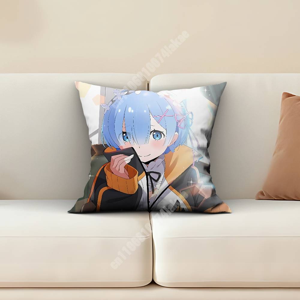 Rem Re Zero Pillow Cover Cushion Case Sofa Couch Modern Apartment Decor Family Furnishing