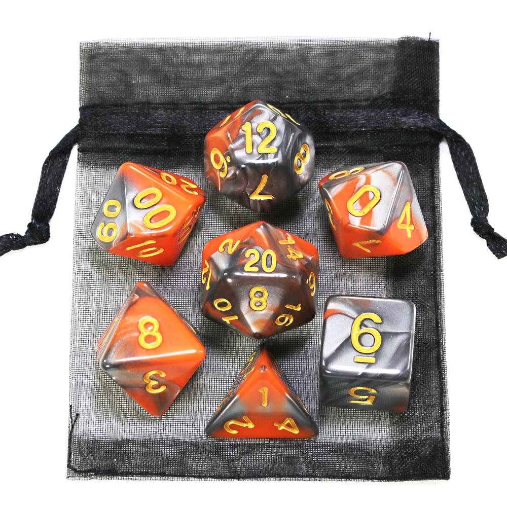 Würfel DND Spielwürfel Rollenwürfel Farbmischwürfel Würfelset mit Tasche 9 verschiedene Stile erhältlich für tragbares Spielzeug DND RPG TRPG Spiele