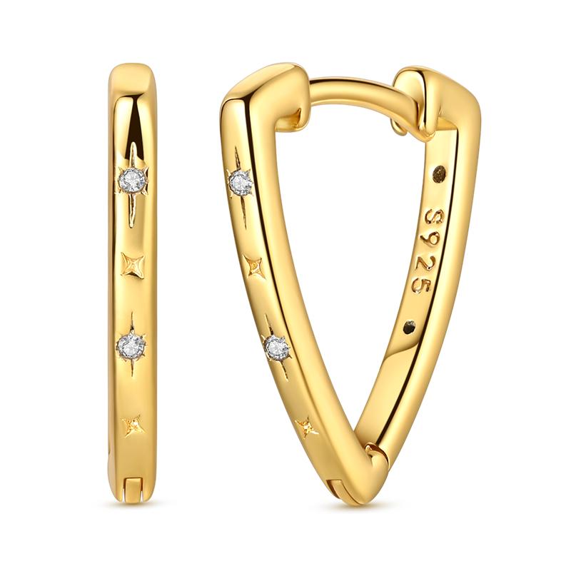 New 925 Sterling Copper Gold Color Hoop Earrings Butterfly Paved CZ Stone Original Golden Earrings For Women Fine Zircon Gift