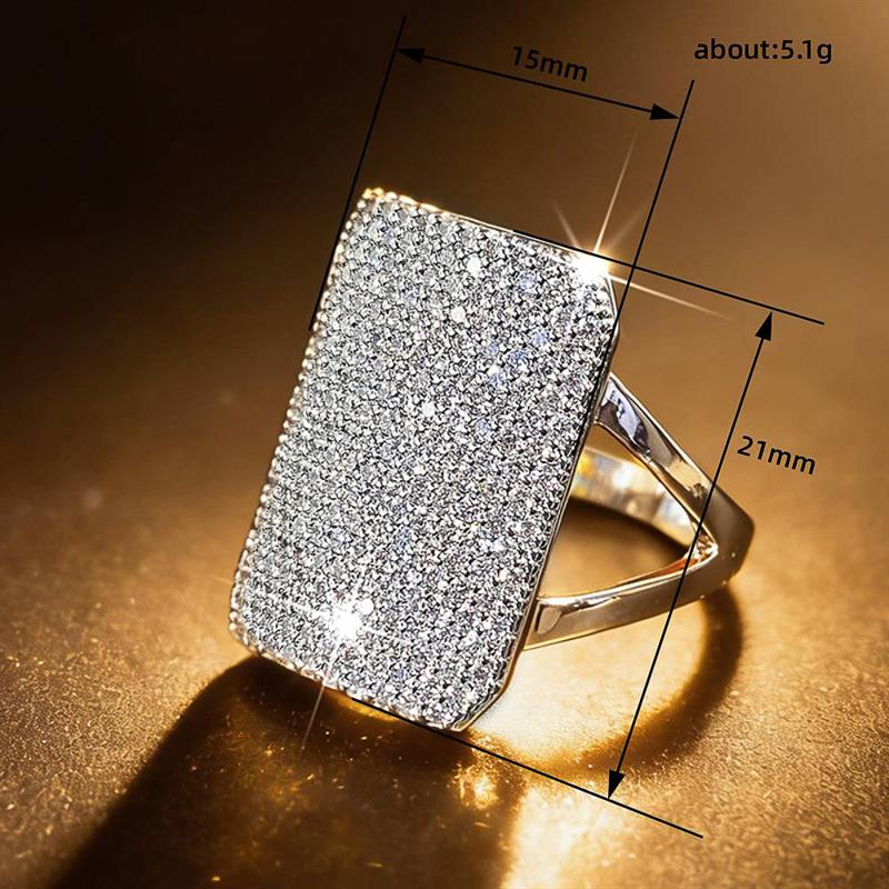 Huitan Sparkling Women Geometric Ring Full Brilliant Cubic Zirconia Fashion Wedding Party Accessories Elegant Luxury Jewelry