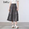 Betu Women's Retro Plaid A-Line Skirt