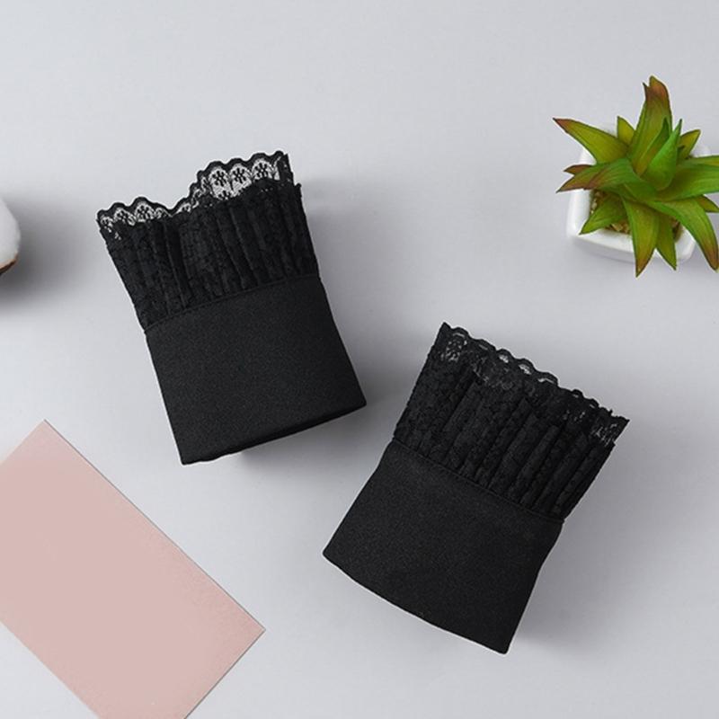 Women Sweet Ruffled Floral Lace Half Shirt Fake Collar and Wrist Cuffs False Sleeves Set Vintage Costume Accessories