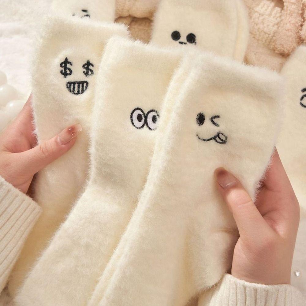 5Pairs Cartoon Plush Socks Soft Sleeping Socks Women Cute Thicken Warm Socks  Fall Winter